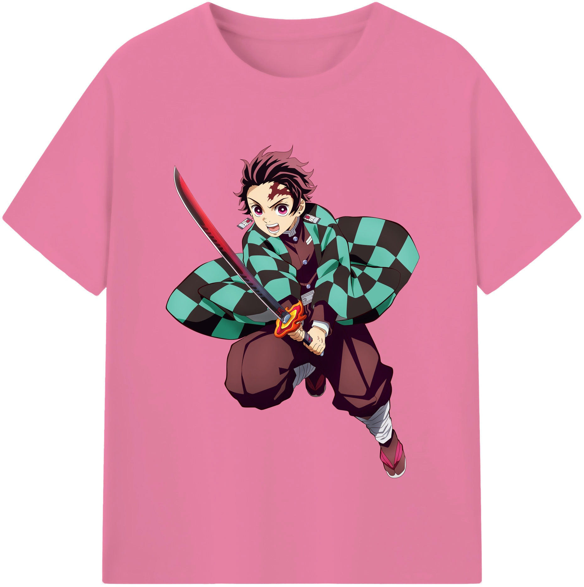 （画像用） 鬼滅の刃 竈門 炭治郎／かまど たんじろう Kamado Tanjirou 綿100％半袖Tシャツ（フロントプリント）